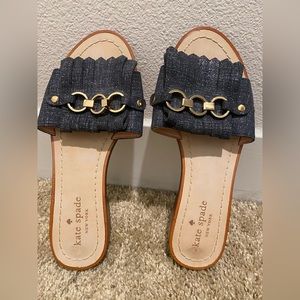 Kate Spade Brie Kiltie Blue Denim Sandals